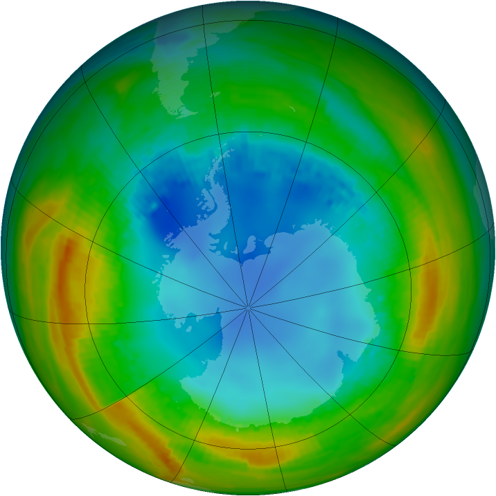 Antarctic ozone map for 06 August 1988